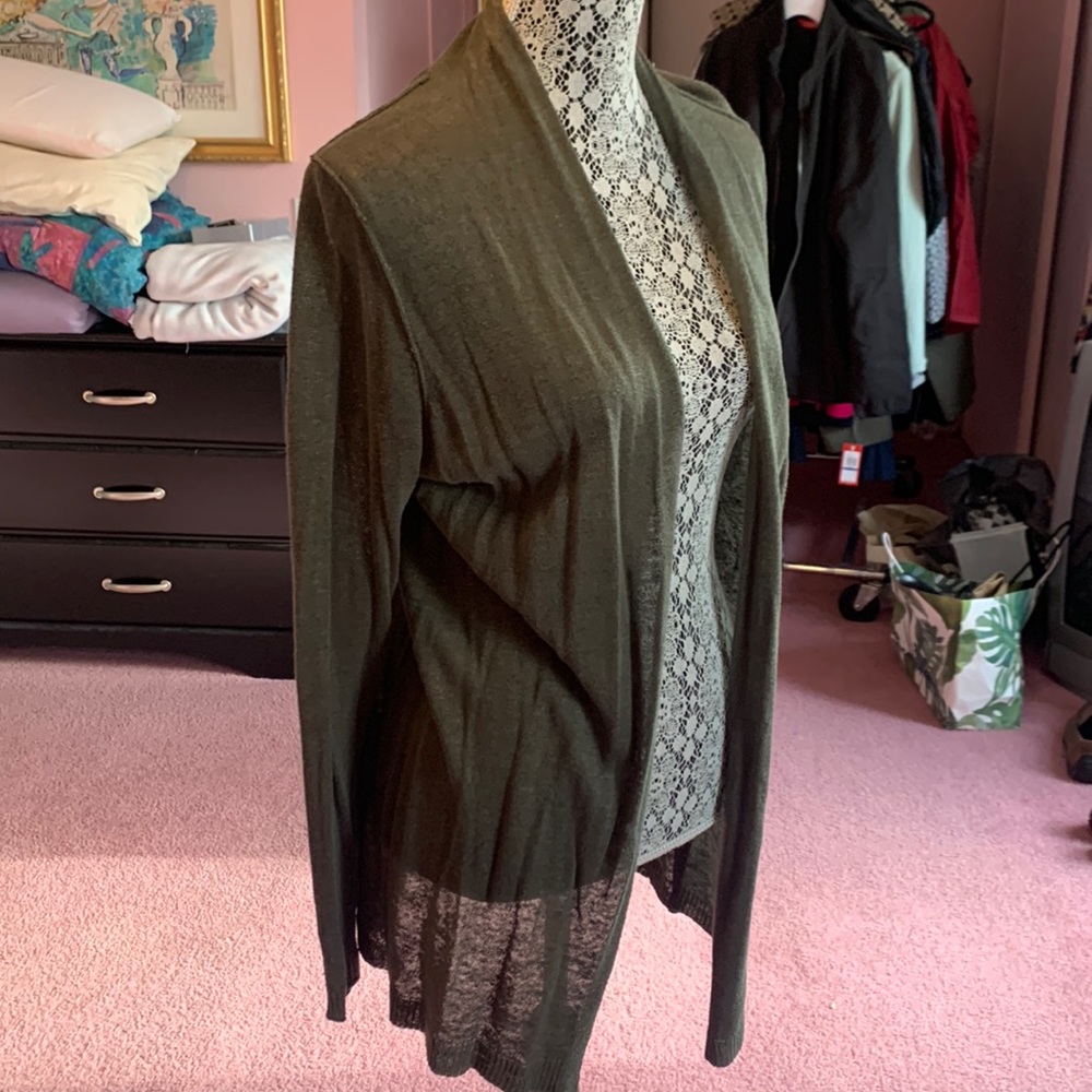 Banana Republic loden green lightweight XL open front sweater